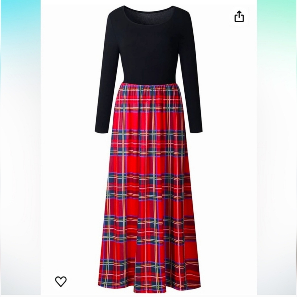 Plaid Maxi Dress with Black Top